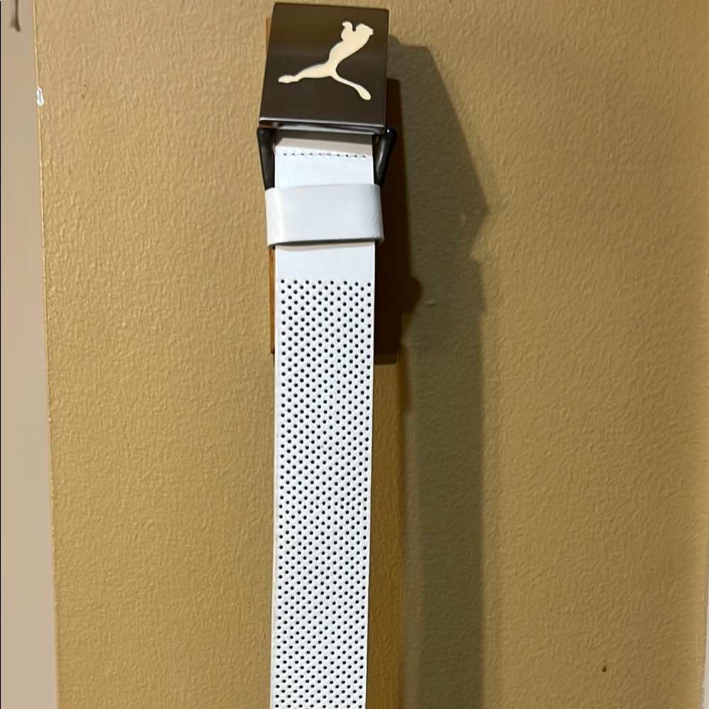 Puma White Perforated Belt Size M 90cm